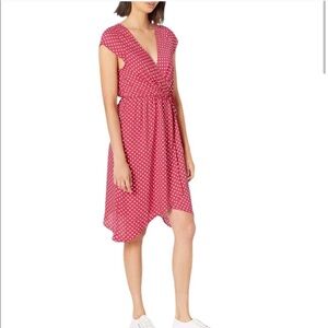 NWT BCBG MAXAZRIA pink Polka-Dot Faux Wrap dress